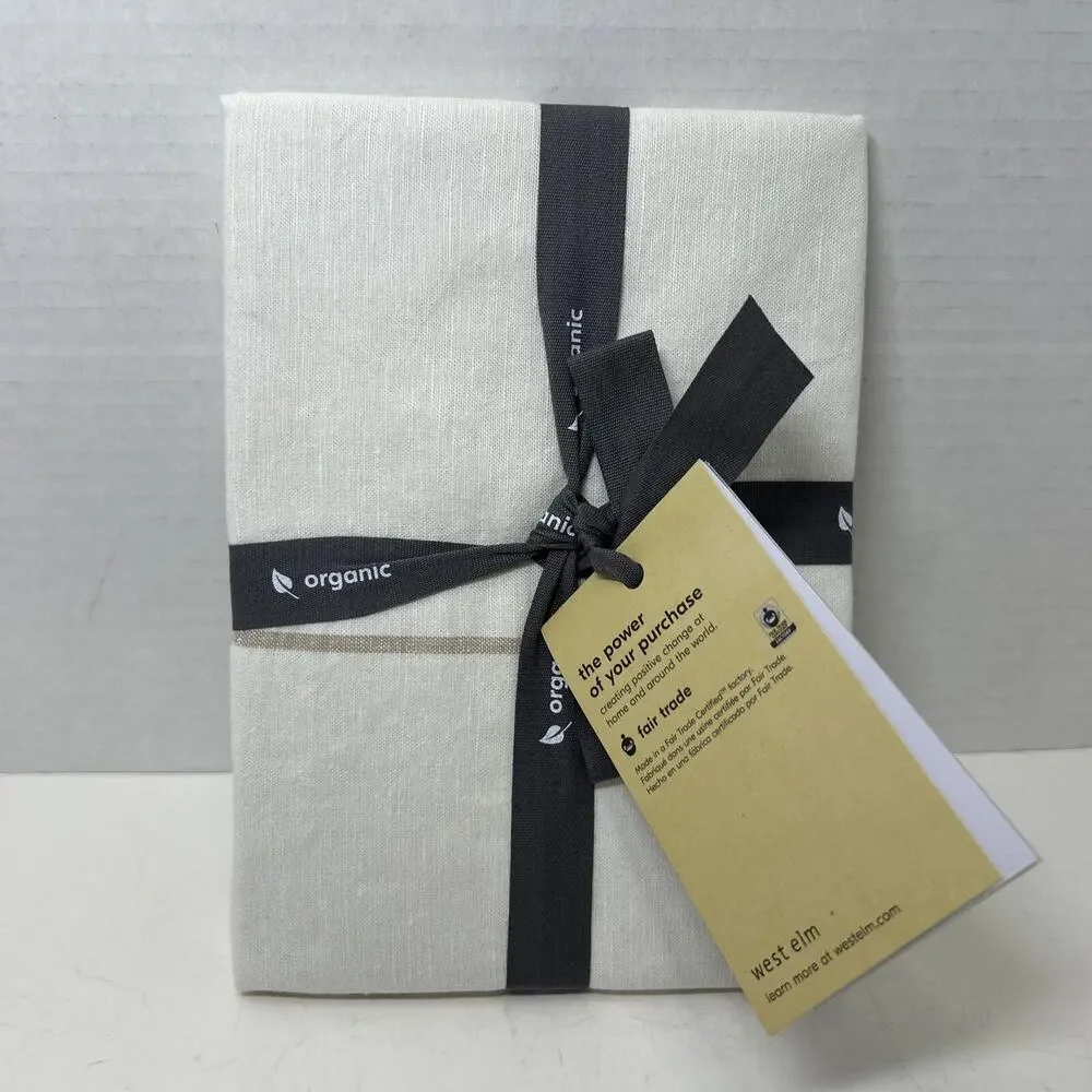 West Elm Organic Hemp + Cotton Serene Stripes Standard Pillow Sham Ivory/ Tan